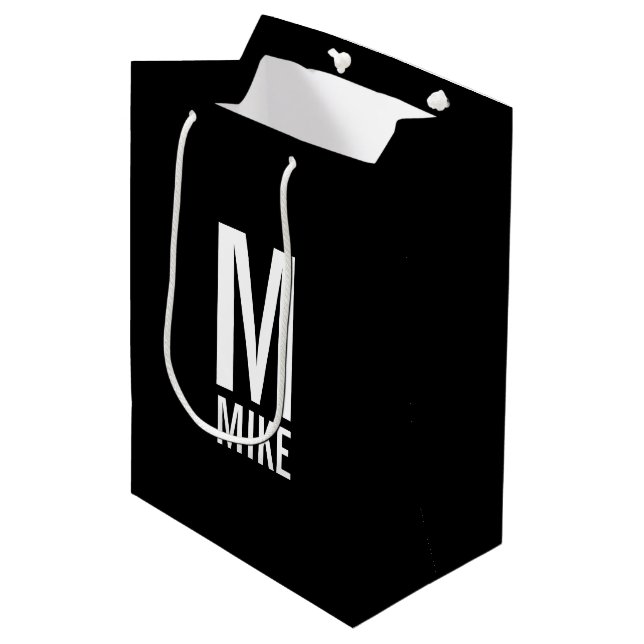 Modern Personalized Monogram and Name Medium Gift Bag (Front Angled)