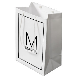 Modern Personalized Monogram and Name Medium Gift Medium Gift Bag