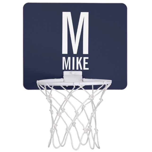Modern Personalized Monogram and Name Mini Basketball Hoop (Front)