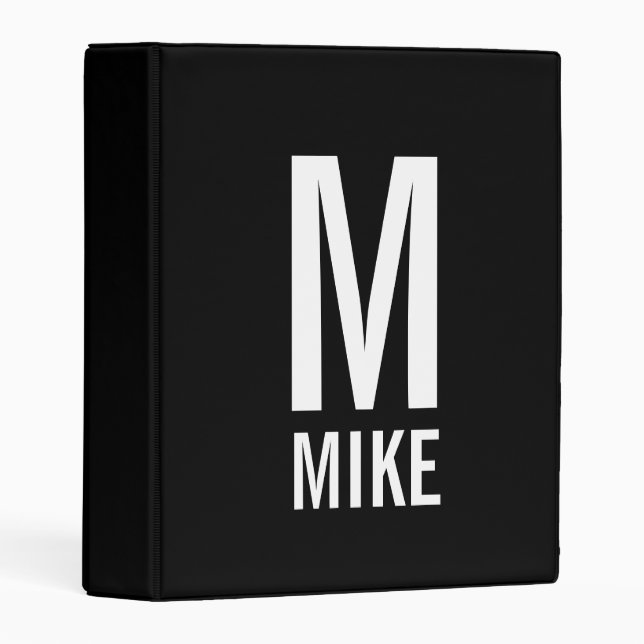 Modern Personalized Monogram and Name Mini Binder (Front/Spine)