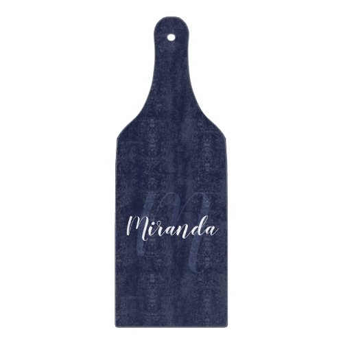 Modern Personalized Monogram and Name Navy Blue Cutting Board
