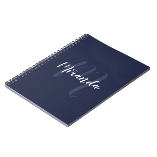Modern Personalized Monogram and Name Navy Blue Notebook | Zazzle