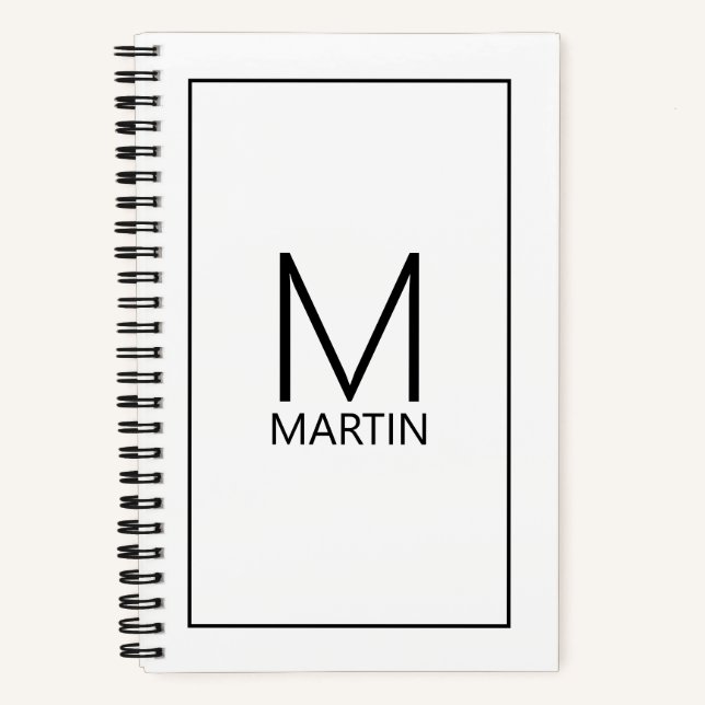 Modern Personalized Monogram and Name Notebook (Front)
