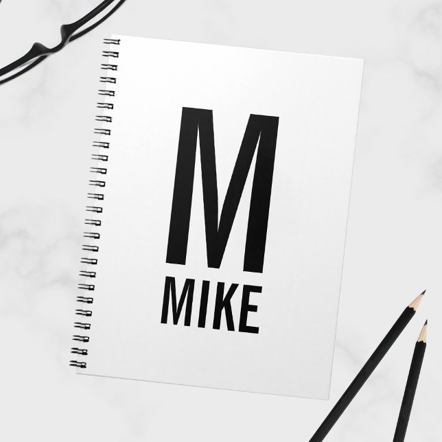 Modern Personalized Monogram and Name Notebook (Creator Uploaded)