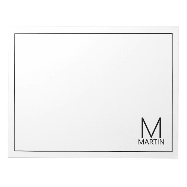 Modern Personalized Monogram and Name Notepad (Front)