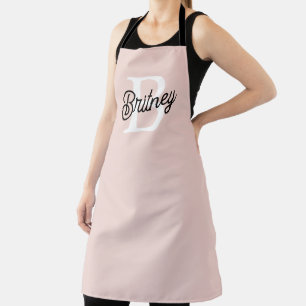 Modern Personalized Monogram and Name Pastel Pink Apron