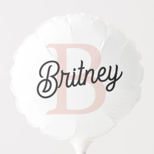 Modern Personalized Monogram and Name Pastel Pink Balloon