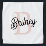 Modern Personalized Monogram and Name Pastel Pink Bandana<br><div class="desc">Introducing our Modern Personalized Monogram and Name Pastel Pink Bandana, a versatile accessory for adding a personalized touch to your style. This bandana features a contemporary design in soft pastel pink, personalized with your monogram and name for a custom look. Perfect for wearing as a fashion statement, a hair accessory,...</div>