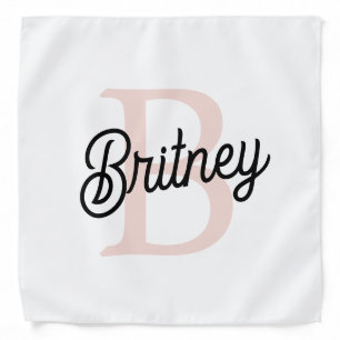 Modern Personalized Monogram and Name Pastel Pink Bandana