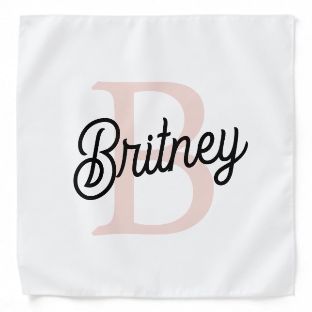 Modern Personalized Monogram and Name Pastel Pink Bandana (Front)