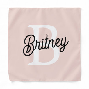 Modern Personalized Monogram and Name Pastel Pink Bandana