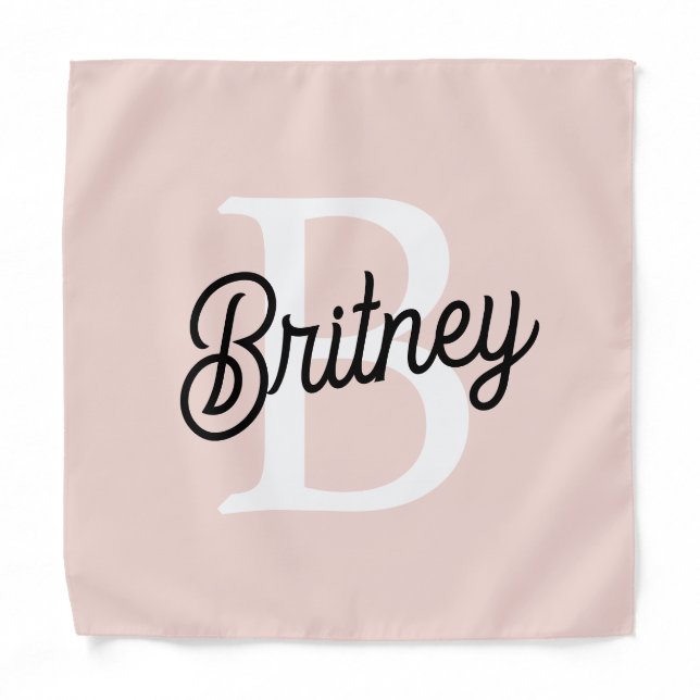 Modern Personalized Monogram and Name Pastel Pink Bandana (Front)