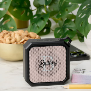 Modern Personalized Monogram and Name Pastel Pink Bluetooth Speaker