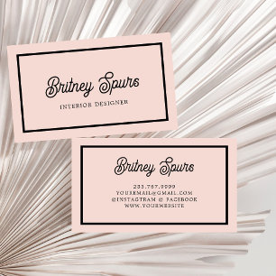 Modern Personalized Monogram and Name Pastel Pink Business Card