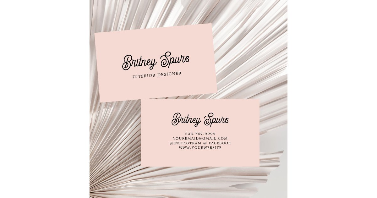 Modern Personalized Monogram and Name Pastel Pink Business Card | Zazzle