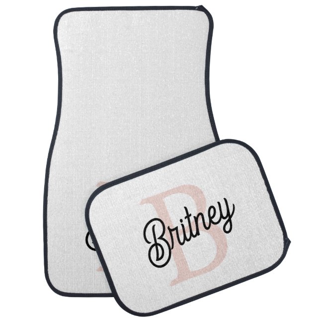 Modern Personalized Monogram and Name Pastel Pink Car Floor Mat (Set)