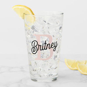 Modern Personalized Monogram and Name Pastel Pink Glass
