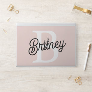 Modern Personalized Monogram and Name Pastel Pink HP Laptop Skin
