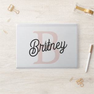 Modern Personalized Monogram and Name Pastel Pink HP Laptop Skin
