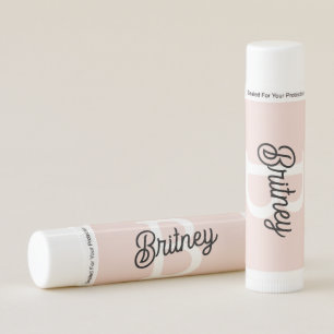 Modern Personalized Monogram and Name Pastel Pink Lip Balm