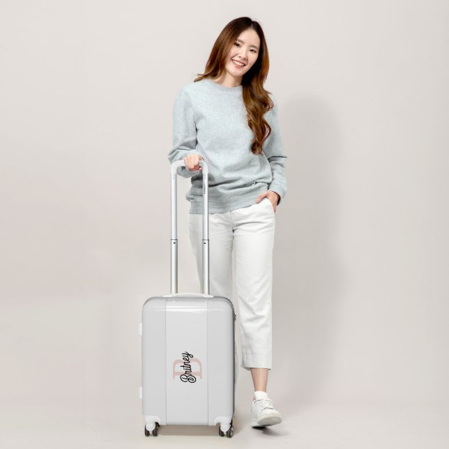 Modern Personalized Monogram and Name Pastel Pink Luggage (Scale)
