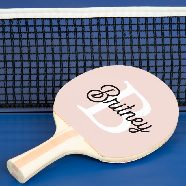 Modern Personalized Monogram and Name Pastel Pink Ping Pong Paddle (Insitu)