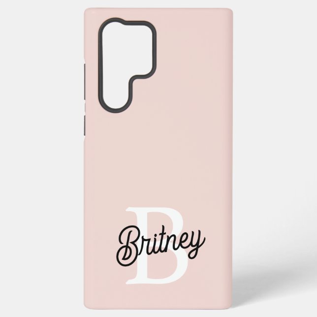 Modern Personalized Monogram and Name Pastel Pink Samsung Galaxy Case (Back)