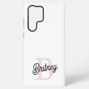 Modern Personalized Monogram and Name Pastel Pink Samsung Galaxy S22 Ultra Case