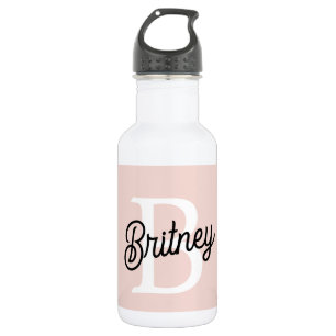 Modern Personalized Monogram and Name Pastel Pink Stainless Steel Water Bottle