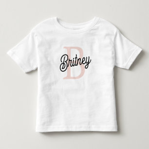 Modern Personalized Monogram and Name Pastel Pink Toddler T-shirt