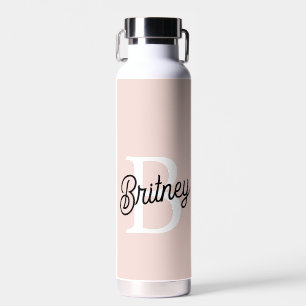 Modern Personalized Monogram and Name Pastel Pink Water Bottle