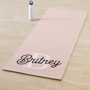 Modern Personalized Monogram and Name Pastel Pink Yoga Mat