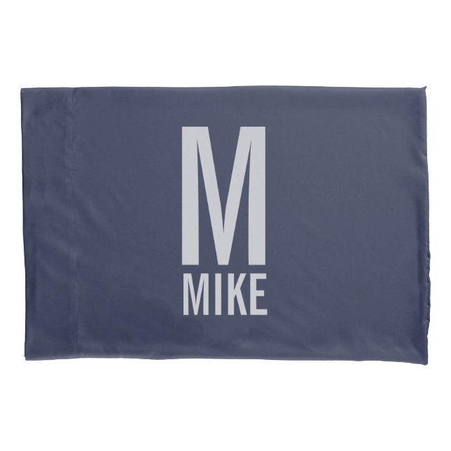 Modern Personalized Monogram and Name Pillow Case (Front)