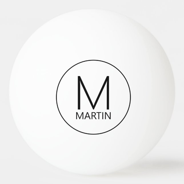 Modern Personalized Monogram and Name Ping Pong Ba Ball (Front)
