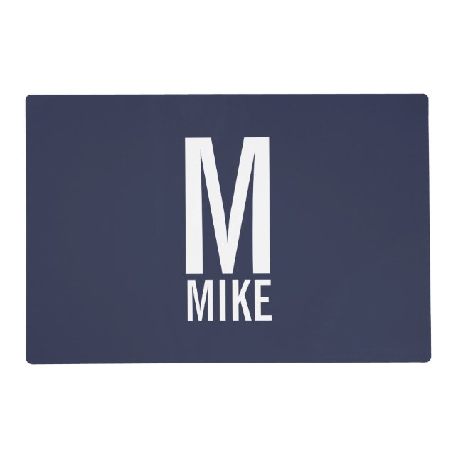 Modern Personalized Monogram and Name Placemat (Front)