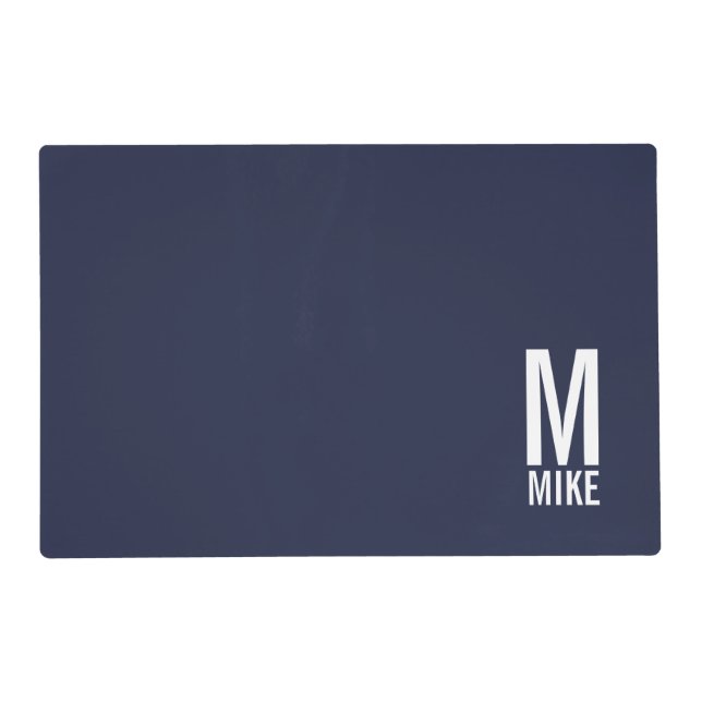 Modern Personalized Monogram and Name Placemat (Front)