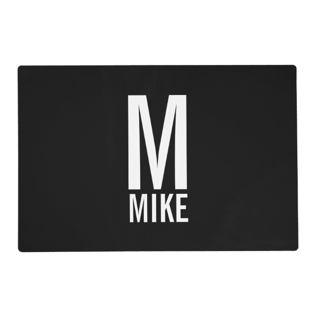 Modern Personalized Monogram and Name Placemat (Front)