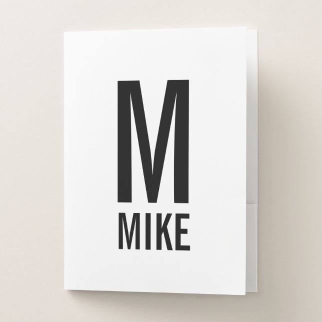 Modern Personalized Monogram and Name Pocket Folder (Front)