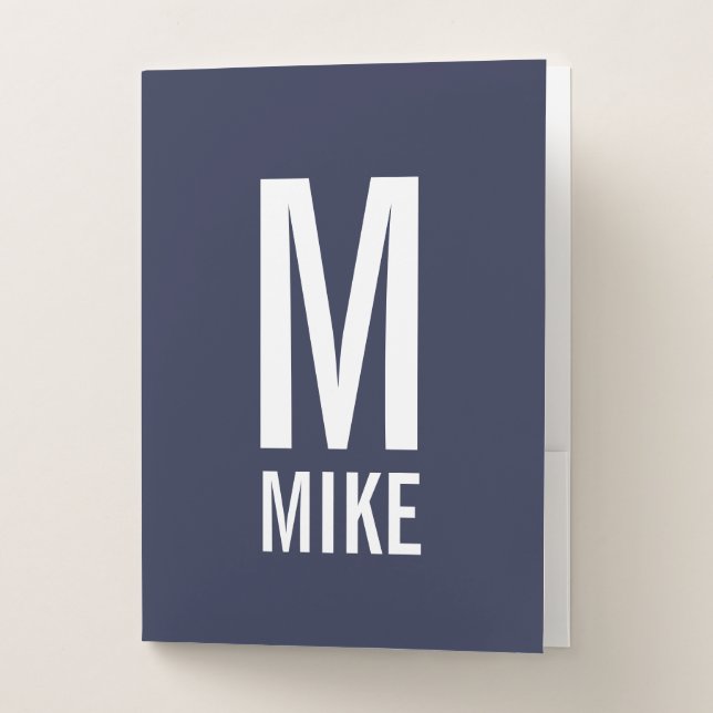 Modern Personalized Monogram and Name Pocket Folder (Front)