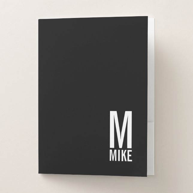 Modern Personalized Monogram and Name Pocket Folder (Front)