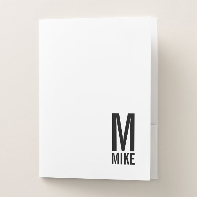 Modern Personalized Monogram and Name Pocket Folder (Front)