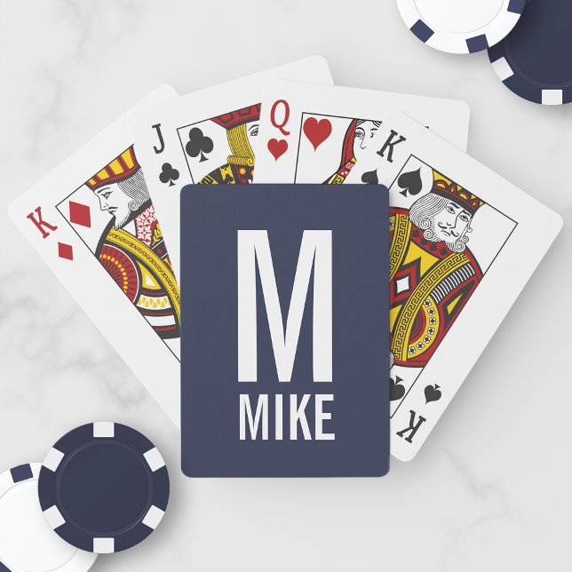 Modern Personalized Monogram and Name Poker Cards (Creator Uploaded)