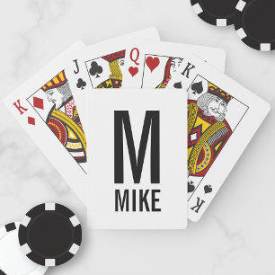 Modern Personalized Monogram and Name Poker Cards