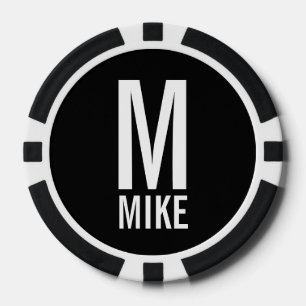 Modern Personalized Monogram and Name Poker Chips
