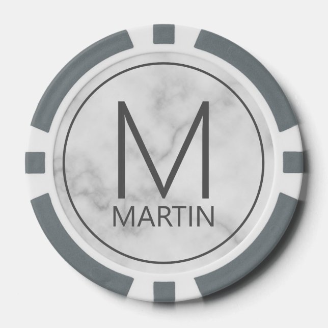 Modern Personalized Monogram and Name Poker Chips (Front)