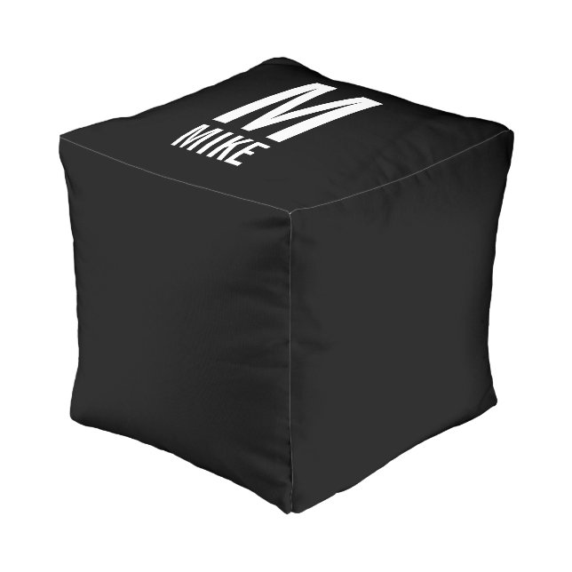 Modern Personalized Monogram and Name Pouf (Angled Front)