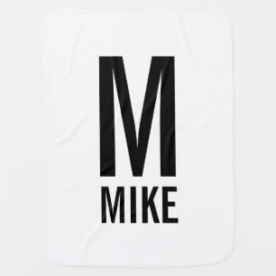Modern Personalized Monogram and Name Receiving Blanket