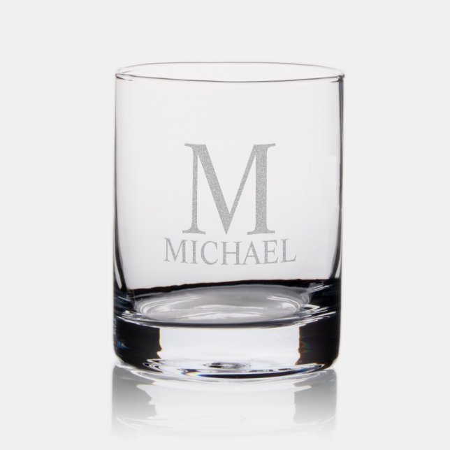 Modern Personalized Monogram and Name Rocks Glass (Glassware)