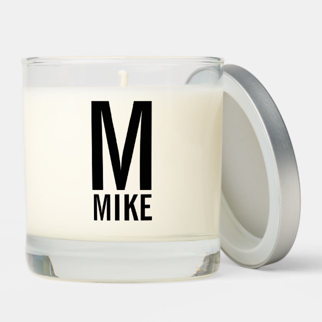 Modern Personalized Monogram and Name Scented Candle (Lid)