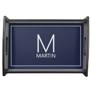 Modern Personalized Monogram and Name Serving Tray